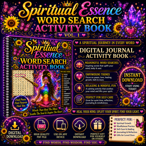 Digital Download Spiritual Essence Word Search Activity Book Vol.1
