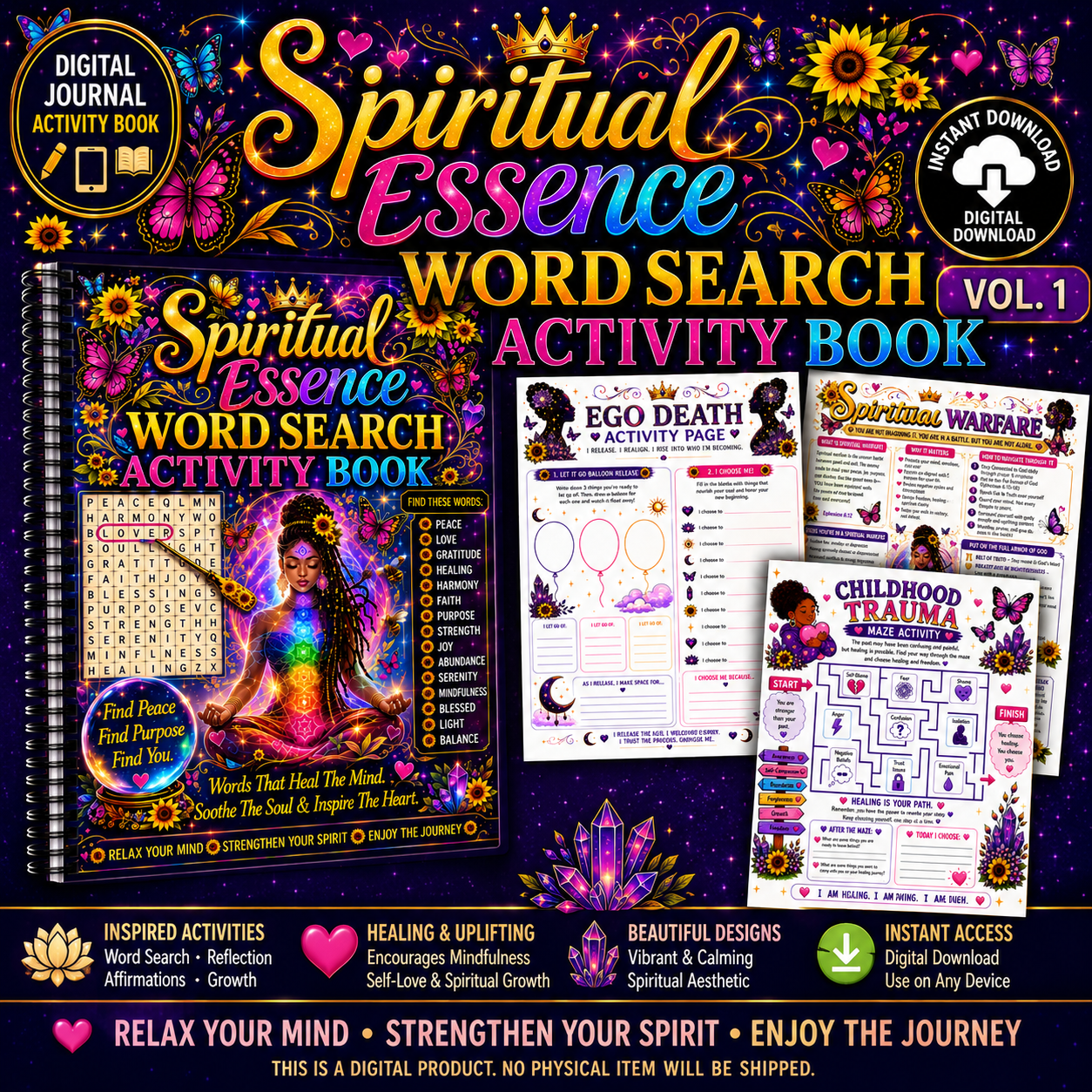 Digital Download Spiritual Essence Word Search Activity Book Vol.1